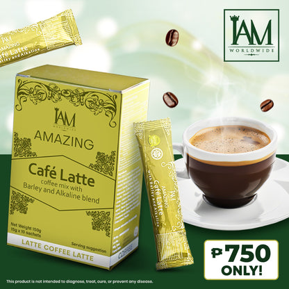 Amazing Coffee Latte with Barley and Alkaline | 1 Box | 10 Sachets | Free Shipping